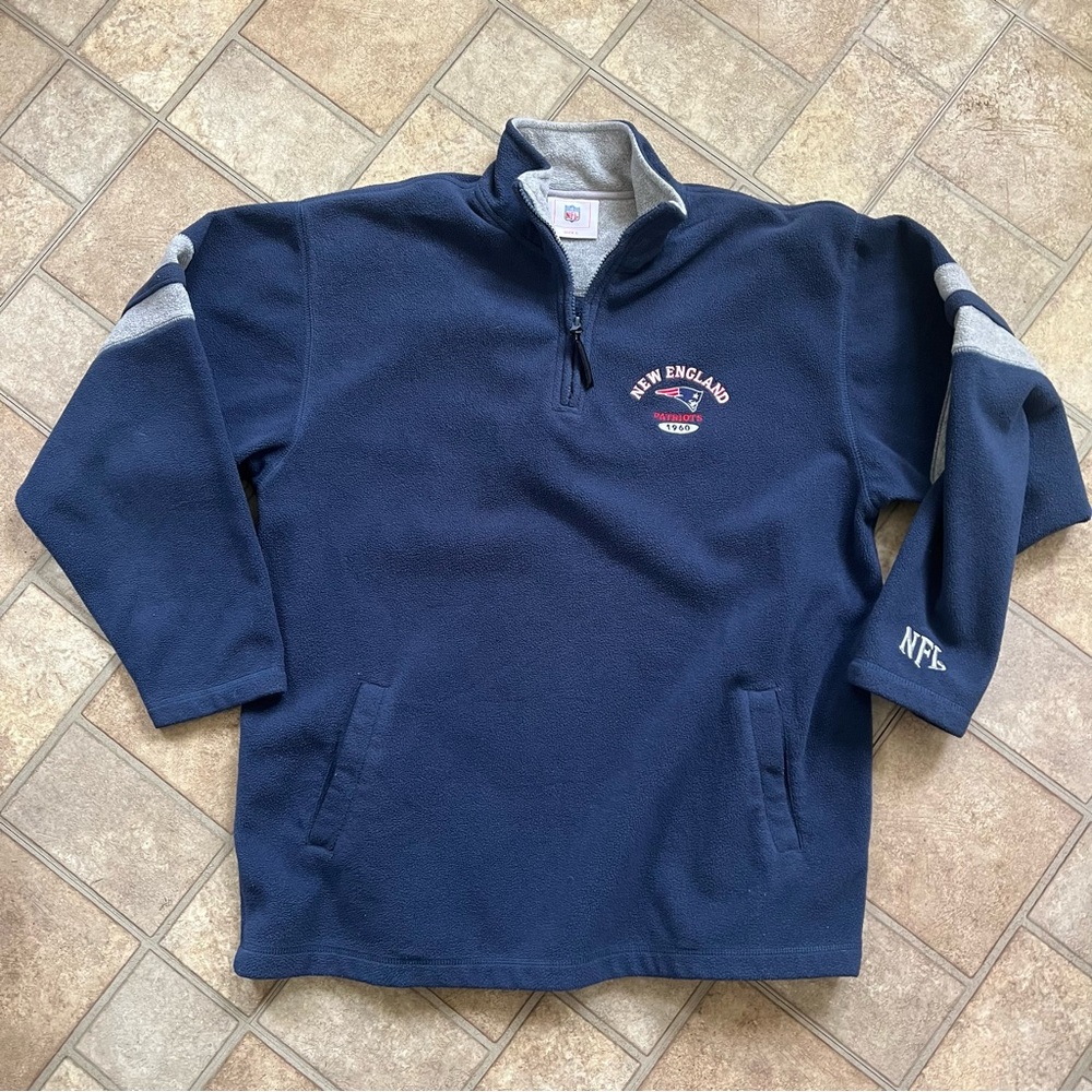 NEW ENGLAND PATRIOTS Heavyweight Quarter Zip SWEATSHIRT Est. 1960 Adult Large